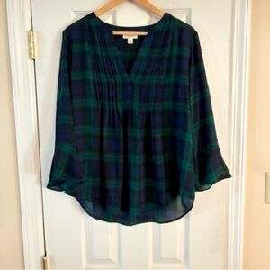 Style and Co. Women’s Plaid Pintuck Popover Blouse